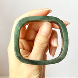 53.4mm A-Grade Natural Dark Bluish Green Jadeite Modern Rectangle Bangle No. 330014