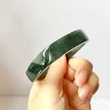 53.4mm A-Grade Natural Dark Bluish Green Jadeite Modern Rectangle Bangle No. 330014