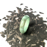 17.2mm A-Grade Natural Green Jadeite Abacus Ring Band No. 161466