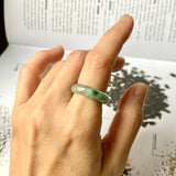 17.2mm A-Grade Natural Green Jadeite Abacus Ring Band No. 161466