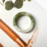 16mm A-Grade Natural White Yellowish Green Jadeite Abacus Ring Band No. 161832