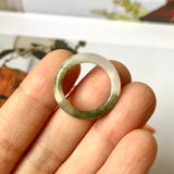 16mm A-Grade Natural White Yellowish Green Jadeite Abacus Ring Band No. 161832