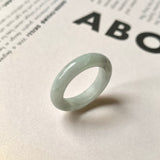 17.6mm A-Grade Natural Light Grey Jadeite Abacus Ring Band No. 161824