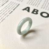 17.6mm A-Grade Natural Light Grey Jadeite Abacus Ring Band No. 161824