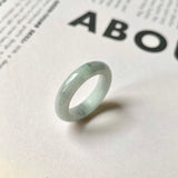 17.6mm A-Grade Natural Light Grey Jadeite Abacus Ring Band No. 161824