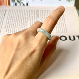 17.6mm A-Grade Natural Light Grey Jadeite Abacus Ring Band No. 161824