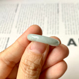 17.6mm A-Grade Natural Light Grey Jadeite Abacus Ring Band No. 161824