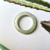 17.4mm A-Grade Natural White Yellowish Green Jadeite Abacus Ring Band No.161934