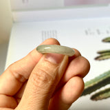 17.4mm A-Grade Natural White Yellowish Green Jadeite Abacus Ring Band No.161934