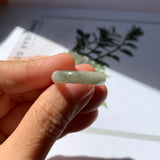 17.3mm A-Grade Natural White Yellowish Green Jadeite Abacus Ring Band No.161924