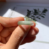 17.3mm A-Grade Natural White Yellowish Green Jadeite Abacus Ring Band No.161924