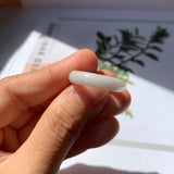 17.3mm A-Grade Natural White Yellowish Green Jadeite Abacus Ring Band No.161924