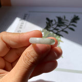 17.3mm A-Grade Natural White Yellowish Green Jadeite Abacus Ring Band No.161924