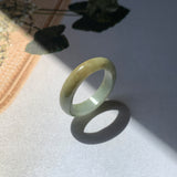 17.2mm A-Grade Natural Green Yellow Jadeite Abacus Ring Band No.161864