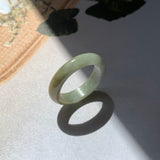 17.2mm A-Grade Natural Green Yellow Jadeite Abacus Ring Band No.161864