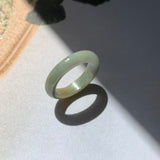 17.2mm A-Grade Natural Green Yellow Jadeite Abacus Ring Band No.161864