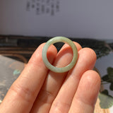 17.2mm A-Grade Natural Green Yellow Jadeite Abacus Ring Band No.161864