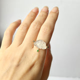 16.1mm Icy A-Grade Natural Jadeite Lotus Flip Ring No. 162413