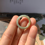 17.2mm A-Grade Natural Green Yellow Jadeite Abacus Ring Band No.161864