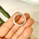 18.1mm A-Grade Natural Light Grey Jadeite Abacus Ring Band No.161455