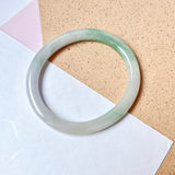 53.6mm A-Grade Natural Lavender Green Jadeite Traditional Oval Bangle No.152032