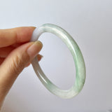 53.6mm A-Grade Natural Lavender Green Jadeite Traditional Oval Bangle No.152032