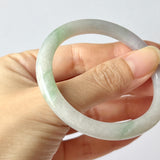 53.6mm A-Grade Natural Lavender Green Jadeite Traditional Oval Bangle No.152032