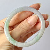 53.6mm A-Grade Natural Lavender Green Jadeite Traditional Oval Bangle No.152032