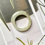 15.2mm A-Grade Natural Light Yellow Jadeite Saddle Top Ring Band No.161976