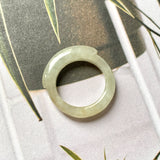 15.2mm A-Grade Natural Light Yellow Jadeite Saddle Top Ring Band No.161976