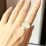 16.7mm Icy A-Grade Natural Jadeite Tang Horse Flip Ring No. 162412