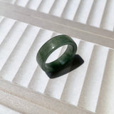 16.5mm A-Grade Natural Bluish Green Jadeite Abacus Ring Band No.161993