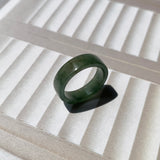 16.5mm A-Grade Natural Bluish Green Jadeite Abacus Ring Band No.161993