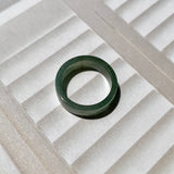 16.5mm A-Grade Natural Bluish Green Jadeite Abacus Ring Band No.161993