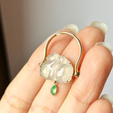 16.7mm Icy A-Grade Natural Jadeite Tang Horse Flip Ring No. 162412