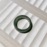 16.5mm A-Grade Natural Bluish Green Jadeite Abacus Ring Band No.161993