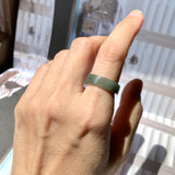 16.5mm A-Grade Natural Bluish Green Jadeite Abacus Ring Band No.161993