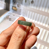 16.5mm A-Grade Natural Bluish Green Jadeite Abacus Ring Band No.161993