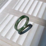 19.1mm A-Grade Natural Bluish Green Jadeite Abacus Ring Band No.162011