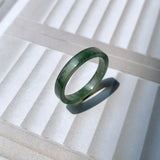 19.1mm A-Grade Natural Bluish Green Jadeite Abacus Ring Band No.162011