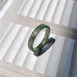 19.1mm A-Grade Natural Bluish Green Jadeite Abacus Ring Band No.162011