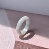 19.2mm A-Grade Natural Light Grey Jadeite Abacus Ring Band No.161620