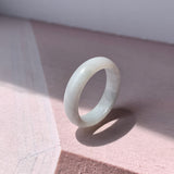 19.2mm A-Grade Natural Light Grey Jadeite Abacus Ring Band No.161620