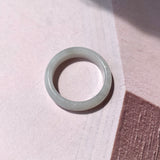 19.2mm A-Grade Natural Light Grey Jadeite Abacus Ring Band No.161620