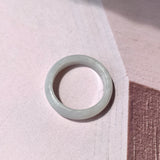 19.2mm A-Grade Natural Light Grey Jadeite Abacus Ring Band No.161620