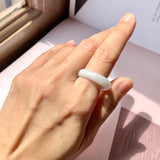 19.2mm A-Grade Natural Light Grey Jadeite Abacus Ring Band No.161620