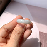 19.2mm A-Grade Natural Light Grey Jadeite Abacus Ring Band No.161620