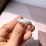 19.2mm A-Grade Natural Light Grey Jadeite Abacus Ring Band No.161620