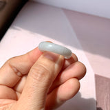 19.2mm A-Grade Natural Light Grey Jadeite Abacus Ring Band No.161620