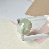 16.4mm A-Grade Natural Green White Jadeite Arch Top Ring Band No.162461